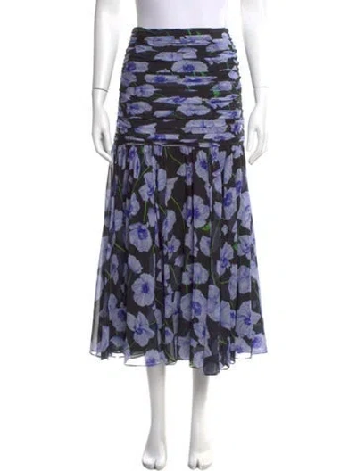 Pre-owned Carolina Herrera Silk Midi Length Skirt In Black