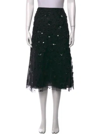 Pre-owned Carolina Herrera Silk Midi Length Skirt In Black