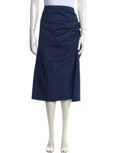 Pre-owned Carolina Herrera Silk Midi Length Skirt In Blue