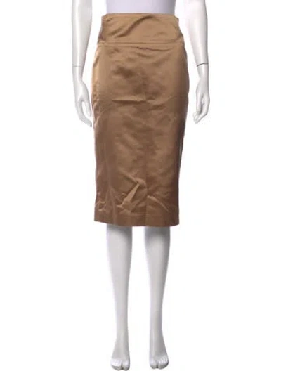 Pre-owned Carolina Herrera Silk Midi Length Skirt In Neutral