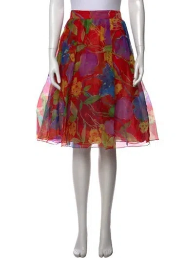 Pre-owned Carolina Herrera Silk Midi Length Skirt In Pink