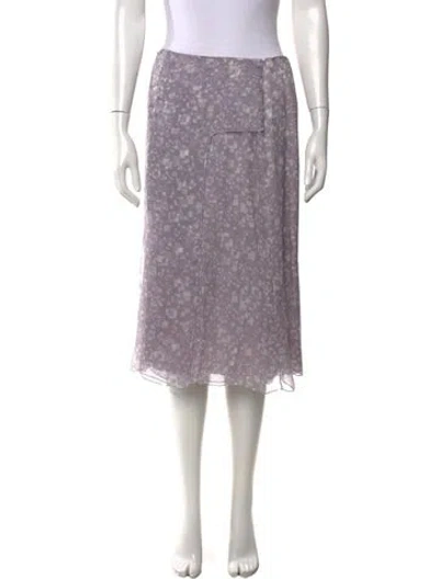 Pre-owned Carolina Herrera Silk Midi Length Skirt In Purple