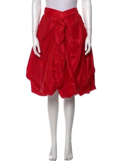 Pre-owned Carolina Herrera Silk Midi Length Skirt In Red