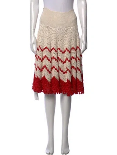 Pre-owned Carolina Herrera Silk Midi Length Skirt In Red
