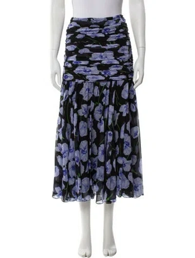 Pre-owned Carolina Herrera Silk Midi Length Skirt W/ Tags In Purple