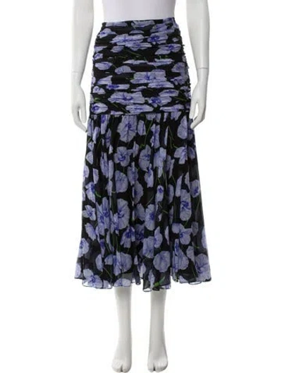 Pre-owned Carolina Herrera Silk Midi Length Skirt W/ Tags In Purple