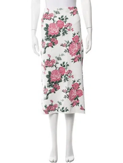 Pre-owned Carolina Herrera Silk Midi Length Skirt W/ Tags In White