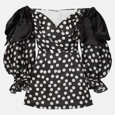 Pre-owned Carolina Herrera Silk Mini Dress 10 In Black