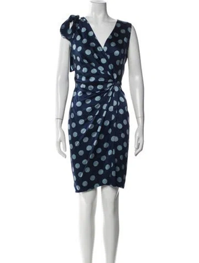 Pre-owned Carolina Herrera Silk Mini Dress In Blue