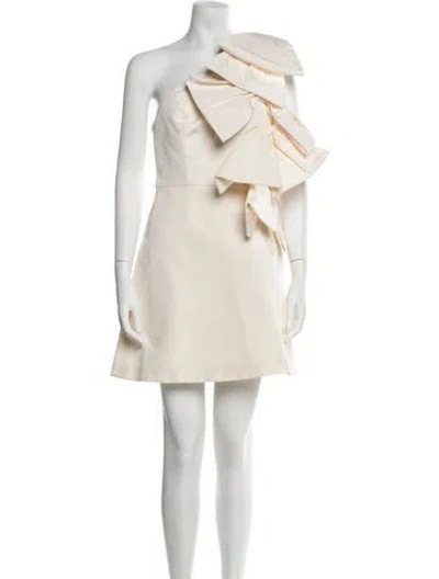 Pre-owned Carolina Herrera Silk Mini Dress In Neutral