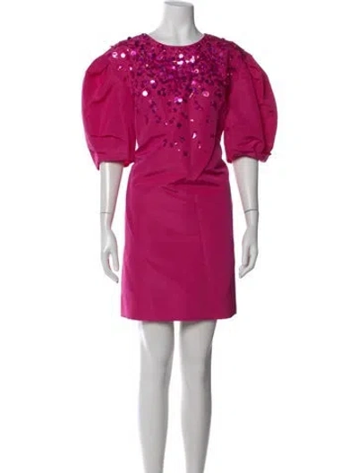 Pre-owned Carolina Herrera Silk Mini Dress In Pink