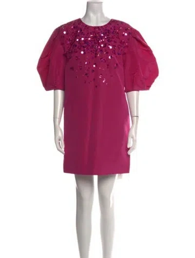 Pre-owned Carolina Herrera Silk Mini Dress In Pink