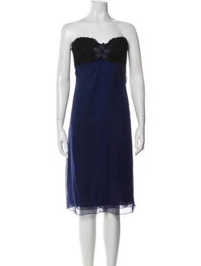 Pre-owned Carolina Herrera Silk Mini Dress W/ Tags In Blue