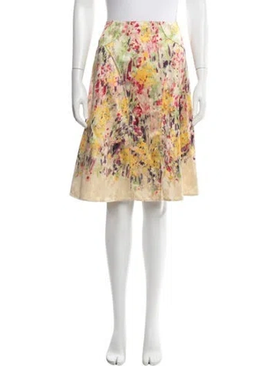 Pre-owned Carolina Herrera Silk Mini Skirt In Green/neutrals/pink