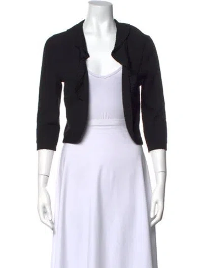 Pre-owned Carolina Herrera Silk Open Front Sweater In Black