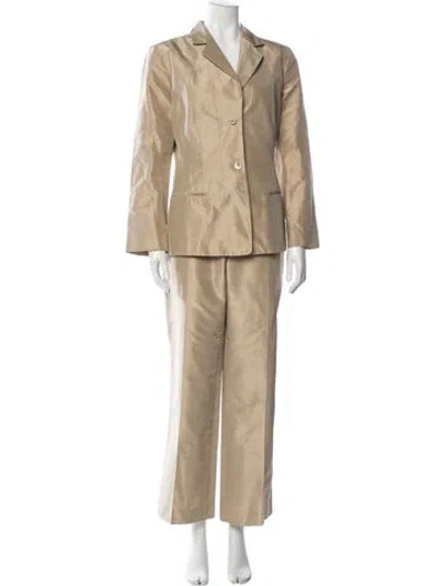 Pre-owned Carolina Herrera Silk Pantsuit In Neutral