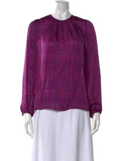 Pre-owned Carolina Herrera Silk Patterned Blouse In Purple