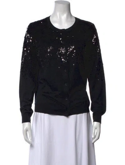 Pre-owned Carolina Herrera Silk Patterned Sweater In Black
