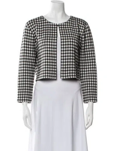 Pre-owned Carolina Herrera Silk Plaid Print Jacket In Black