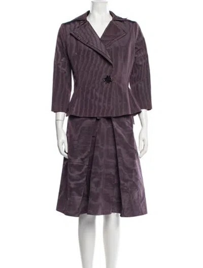 Pre-owned Carolina Herrera Silk Polka Dot Print Dress Set In Purple