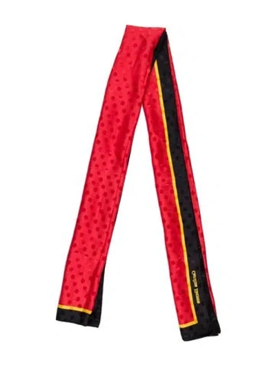 Pre-owned Carolina Herrera Silk Polka Dot Print Scarf In Red