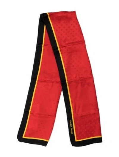 Pre-owned Carolina Herrera Silk Polka Dot Print Scarf In Red