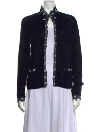 Pre-owned Carolina Herrera Silk Polka Dot Print Sweater In Blue