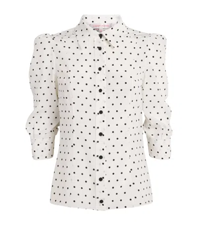 Carolina Herrera Silk Polka-dot Blouse In Ivory