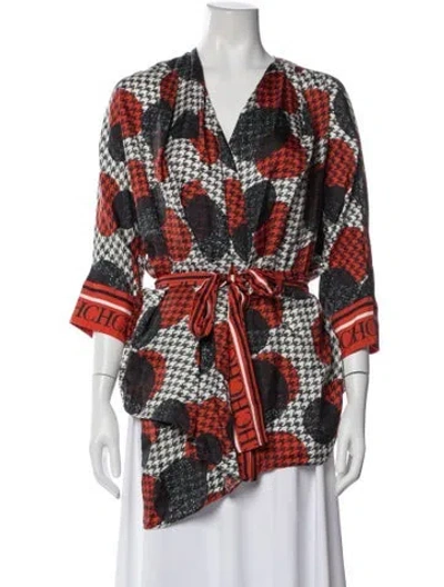 Pre-owned Carolina Herrera Silk Printed Robe In Multi