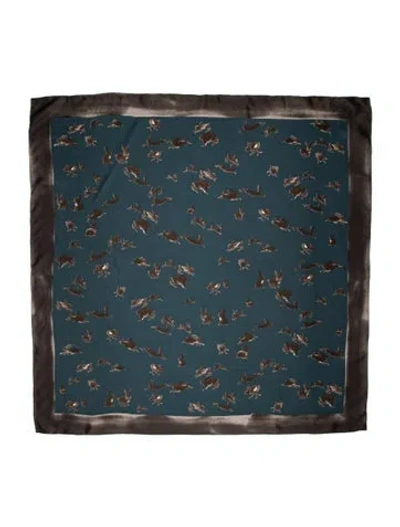 Pre-owned Carolina Herrera Silk Printed Scarf In Blue