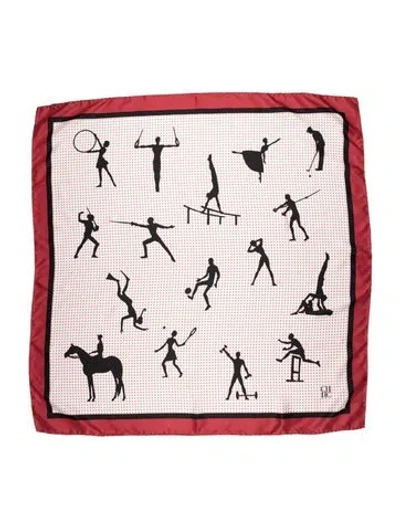 Pre-owned Carolina Herrera Silk Printed Scarf In Red
