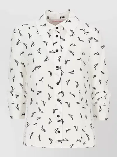 Carolina Herrera Silk Printed Shirt In White