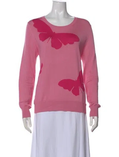 Pre-owned Carolina Herrera Silk Printed Sweater In Pink