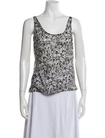 Pre-owned Carolina Herrera Silk Printed Top In Blue