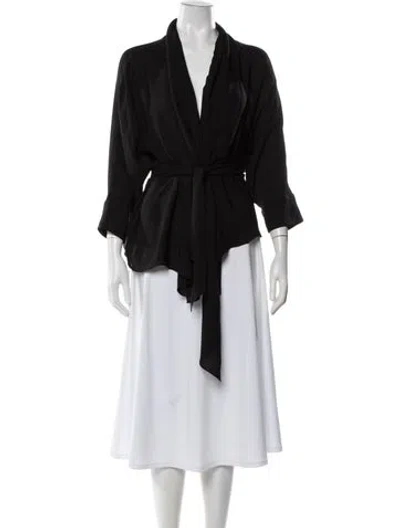 Pre-owned Carolina Herrera Silk Robe In Black