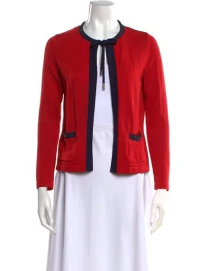 Pre-owned Carolina Herrera Silk Scoop Neck Sweater In Red