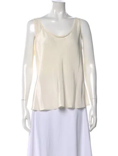 Pre-owned Carolina Herrera Silk Scoop Neck Top In Neutral