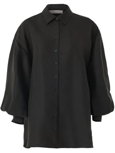 Carolina Herrera Oversized Silk-gazar Shirt In Black