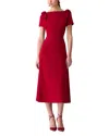Carolina Herrera Bow-shoulder Short-sleeve A-line Dress In Red