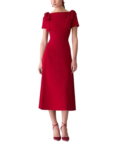 CAROLINA HERRERA SILK SHORT SLEEVE A LINE DRESS