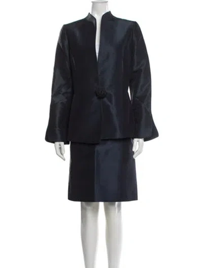 Pre-owned Carolina Herrera Silk Skirt Set In Blue
