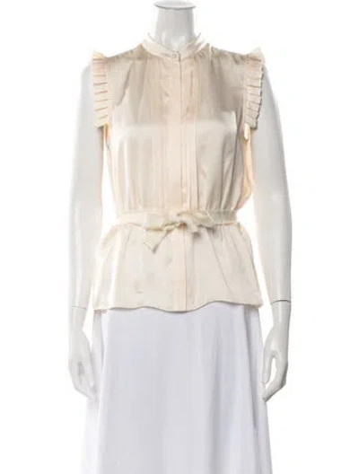 Pre-owned Carolina Herrera Silk Sleeveless Blouse In Neutral