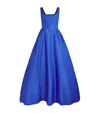 Carolina Herrera Wide Strap Full Midi Silk Dress In Blue