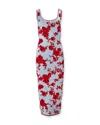 Carolina Herrera Silk Sleeveless Scoop Neck Midi Dress In Celeste Multi