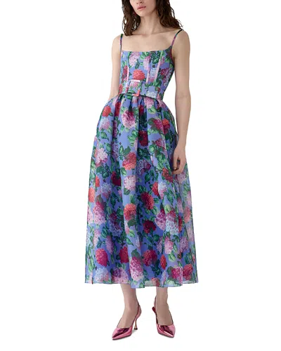 Carolina Herrera Silk Sleeveless Slim Midi Dress In Blue