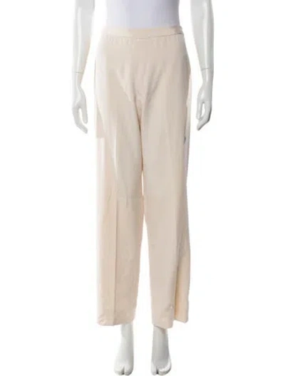 Pre-owned Carolina Herrera Silk Straight Leg Pants In Neutral