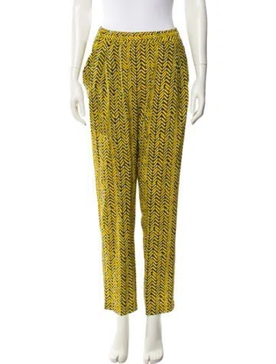 Pre-owned Carolina Herrera Silk Straight Leg Pants In Yellow