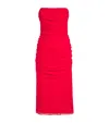Carolina Herrera Chiffon Dress Strapless Ruched Detailing Design In Red