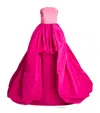 Carolina Herrera Strapless Two-tone Silk-faille Gown In Purple