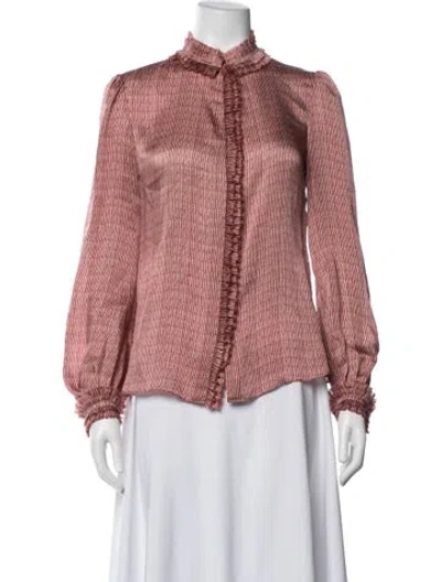 Pre-owned Carolina Herrera Silk Striped Blouse In Red